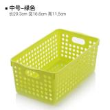 日本 Inomata 桌面收纳杂物办公收纳整理筐 宽筐绿色16.6×29.3×11.5cm(绿色)