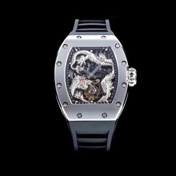 TW厂最新龙面陀飞轮机械男表 奢华个性精致真飞轮男士表(白色)